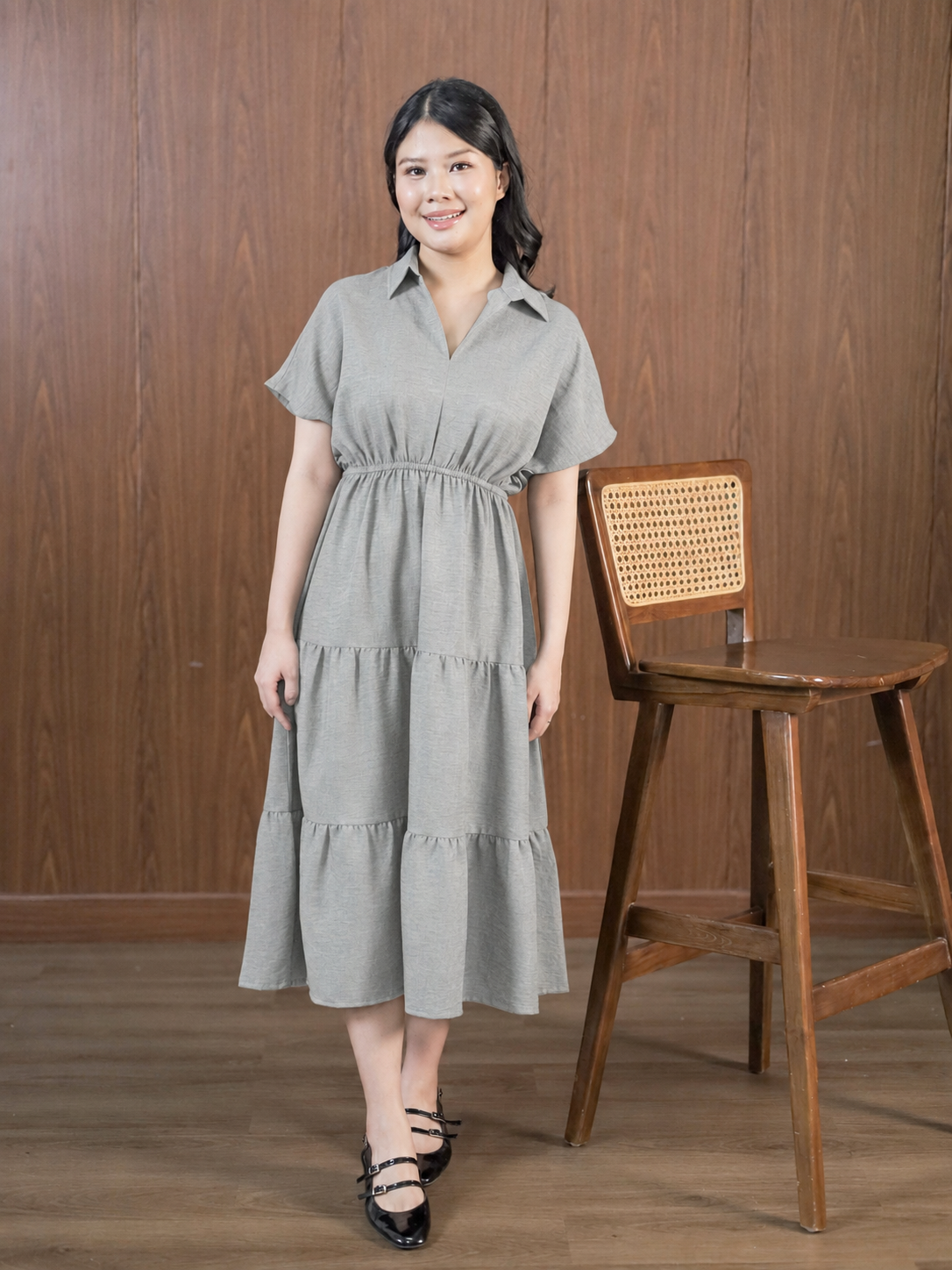 Light Gray Tiered Dress Portrait